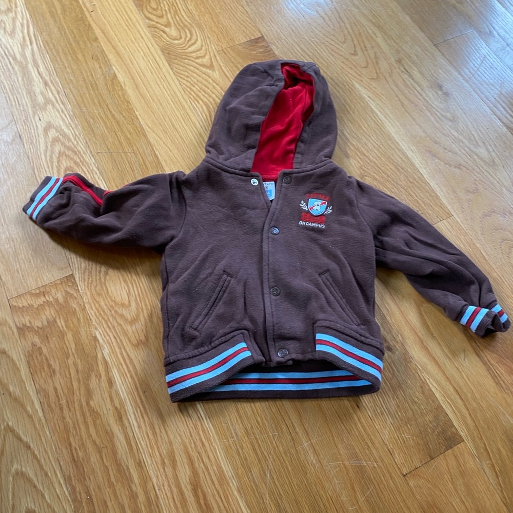 Carter's Brown Hoodie with Red Accents